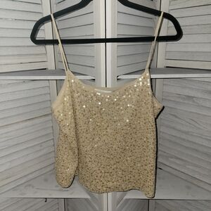 Jones New York Sequin Embellished Tan Camisole